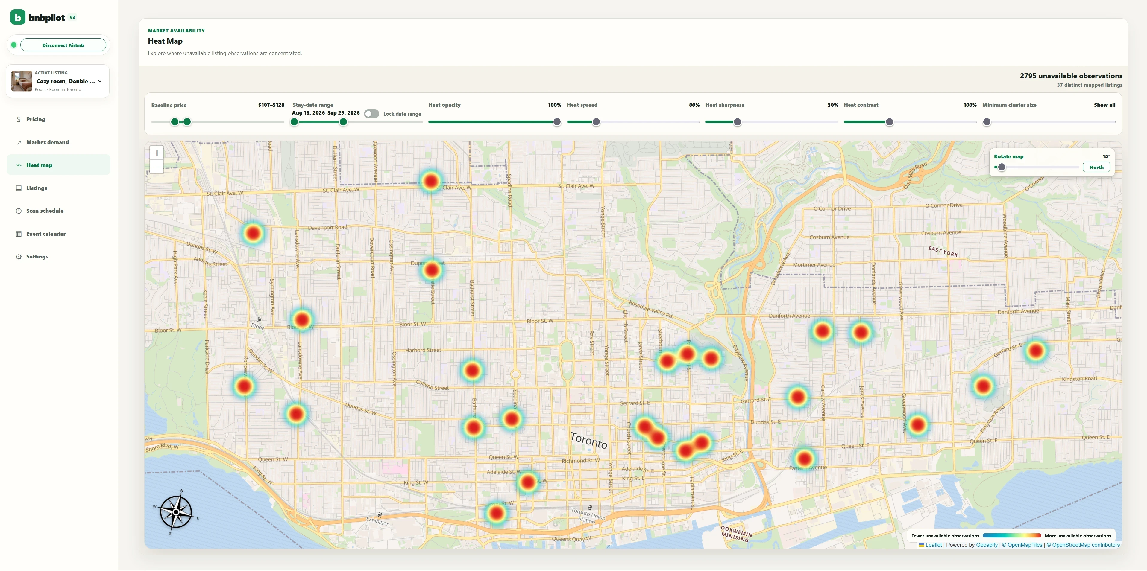 BnbPilot Heat map screen preview